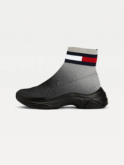 Ženske Tommy Hilfiger Ombre Knit Hybrid Čizme Crna | TH680NGA