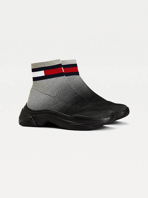 Ženske Tommy Hilfiger Ombre Knit Hybrid Čizme Crna | TH680NGA