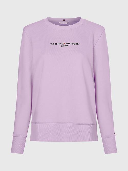 Ženske Tommy Hilfiger Organic Cotton Crew Neck Duksevi Ljubičasta | TH124SZB