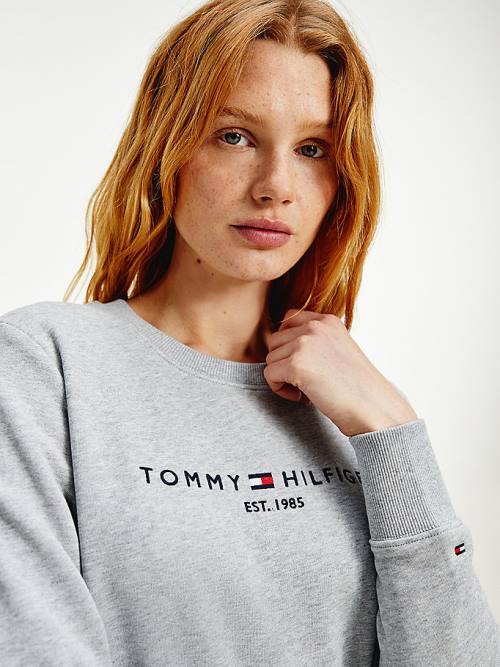 Ženske Tommy Hilfiger Organic Cotton Crew Neck Duksevi Siva | TH574SHV