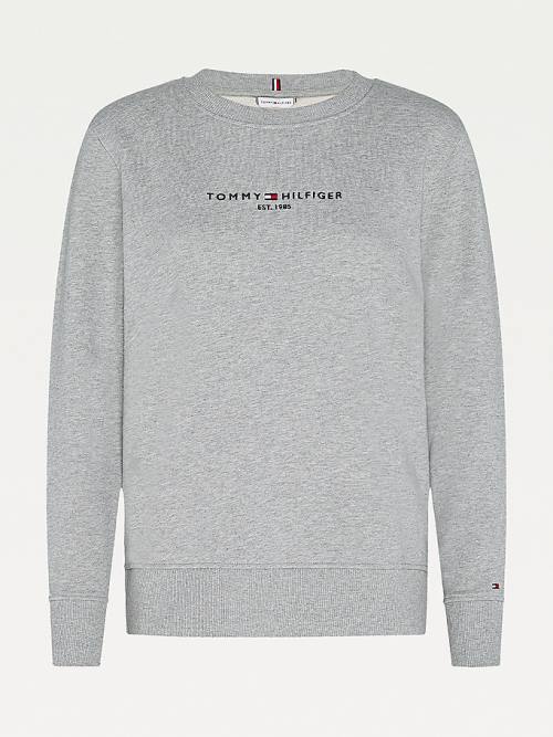 Ženske Tommy Hilfiger Organic Cotton Crew Neck Duksevi Siva | TH574SHV