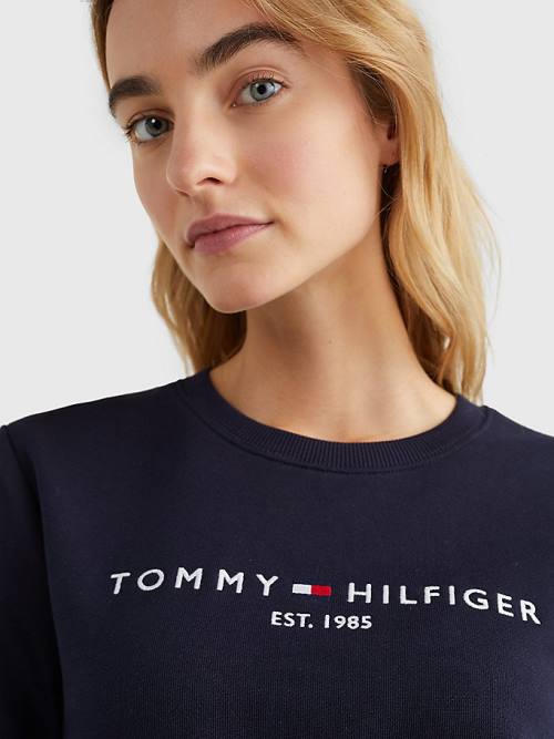 Ženske Tommy Hilfiger Organic Cotton Crew Neck Duksevi Plava | TH879HZG