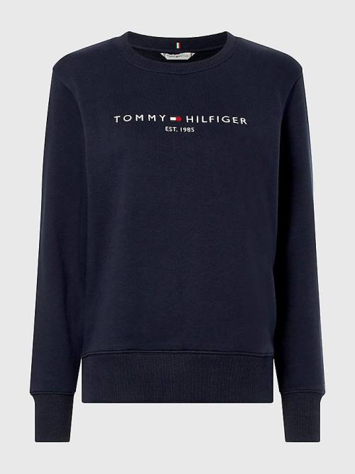 Ženske Tommy Hilfiger Organic Cotton Crew Neck Duksevi Plava | TH879HZG