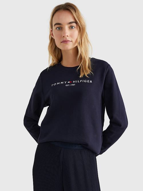 Ženske Tommy Hilfiger Organic Cotton Crew Neck Duksevi Plava | TH879HZG