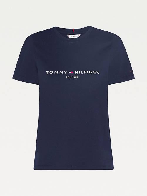 Ženske Tommy Hilfiger Organic Cotton Logo Majice Plava | TH186EVN