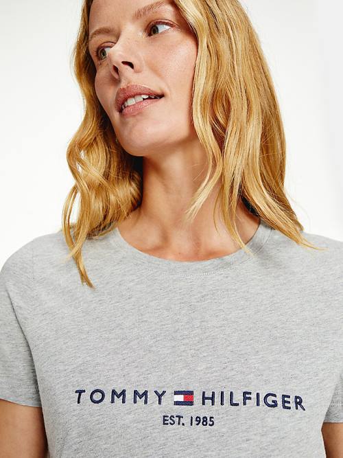 Ženske Tommy Hilfiger Organic Cotton Logo Majice Siva | TH326UMD