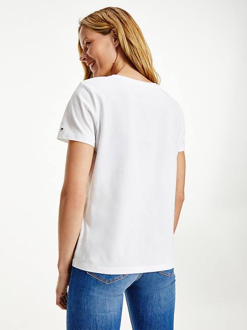 Ženske Tommy Hilfiger Organic Cotton Logo Majice Bela | TH852GNF