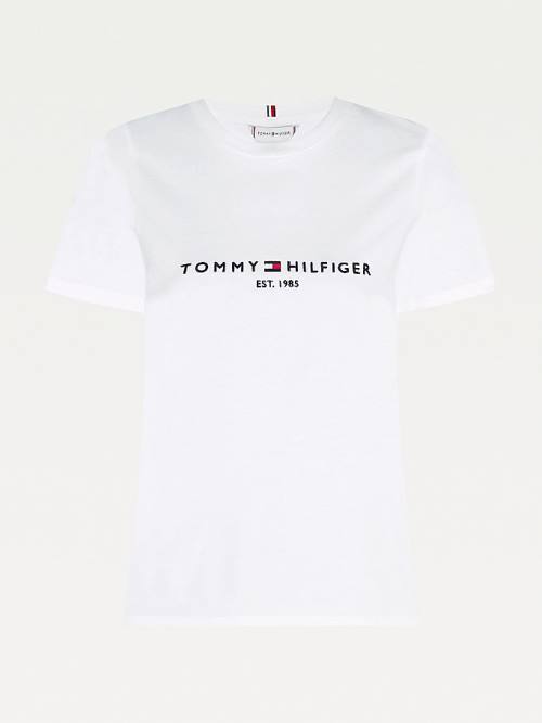 Ženske Tommy Hilfiger Organic Cotton Logo Majice Bela | TH852GNF