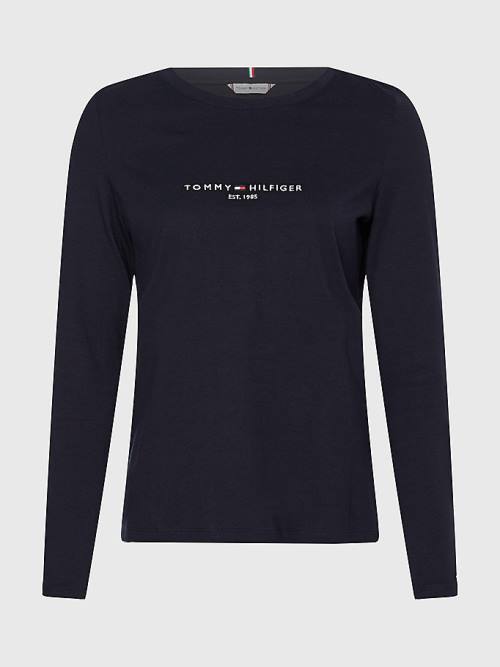 Ženske Tommy Hilfiger Organic Cotton Long Sleeve Majice Plava | TH609DKB