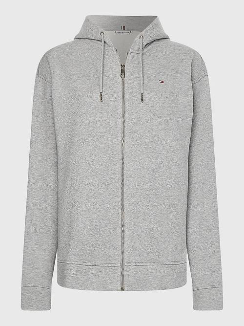 Ženske Tommy Hilfiger Organic Cotton Relaxed Fit Zip-Thru Duks Hoodie Siva | TH813NJI