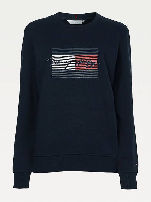 Ženske Tommy Hilfiger Organic Cotton Signature Logo Duksevi Plava | TH938UCJ