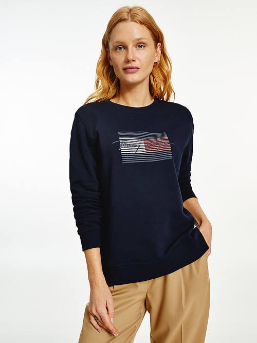 Ženske Tommy Hilfiger Organic Cotton Signature Logo Duksevi Plava | TH938UCJ