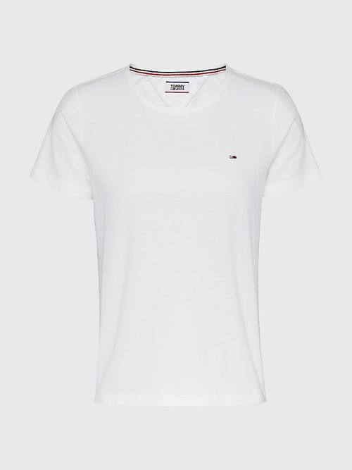 Ženske Tommy Hilfiger Organic Cotton Slim Fit Majice Bela | TH610EZU