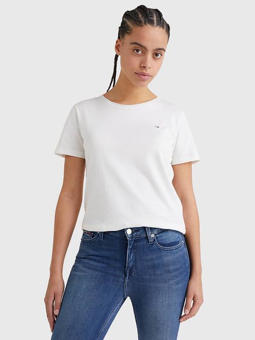 Ženske Tommy Hilfiger Organic Cotton Slim Fit Majice Bela | TH610EZU