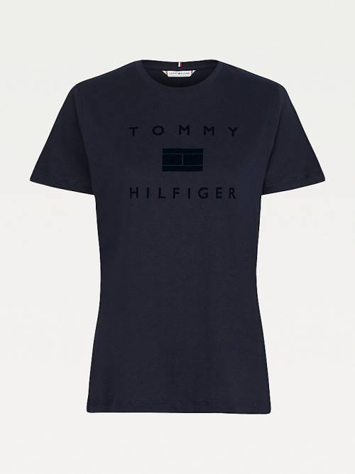 Ženske Tommy Hilfiger Organic Cotton Tonal Logo Majice Plava | TH732WDL