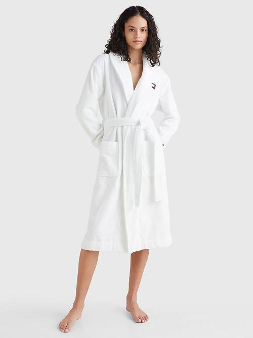 Ženske Tommy Hilfiger Organic Cotton Towelling Robe Pidžama Bela | TH642EFL