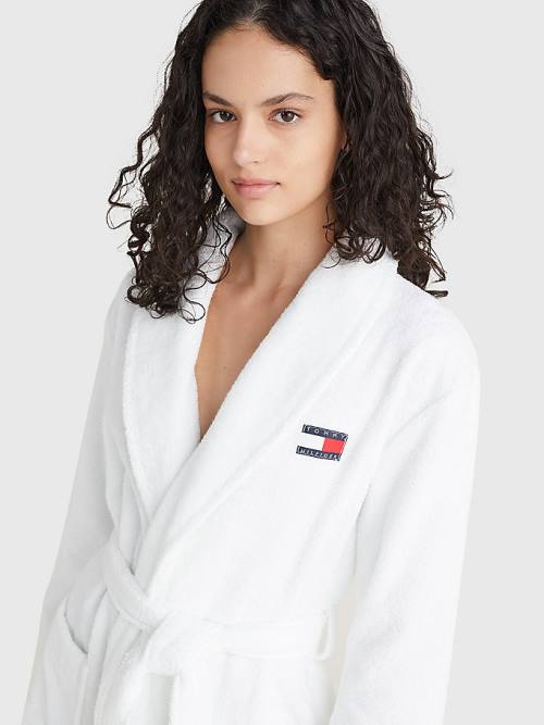 Ženske Tommy Hilfiger Organic Cotton Towelling Robe Pidžama Bela | TH642EFL