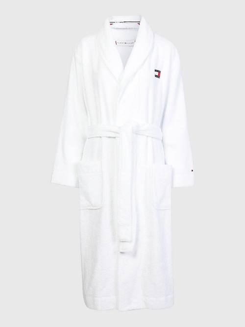 Ženske Tommy Hilfiger Organic Cotton Towelling Robe Pidžama Bela | TH642EFL