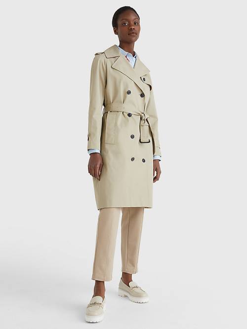 Ženske Tommy Hilfiger Organic Cotton Trench Kaputi Bež | TH630FGJ