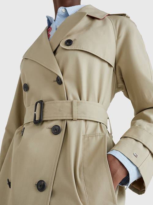 Ženske Tommy Hilfiger Organic Cotton Trench Kaputi Bež | TH630FGJ