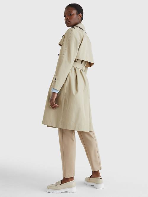 Ženske Tommy Hilfiger Organic Cotton Trench Kaputi Bež | TH630FGJ