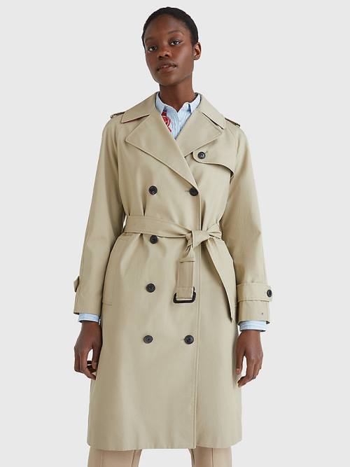 Ženske Tommy Hilfiger Organic Cotton Trench Kaputi Bež | TH630FGJ