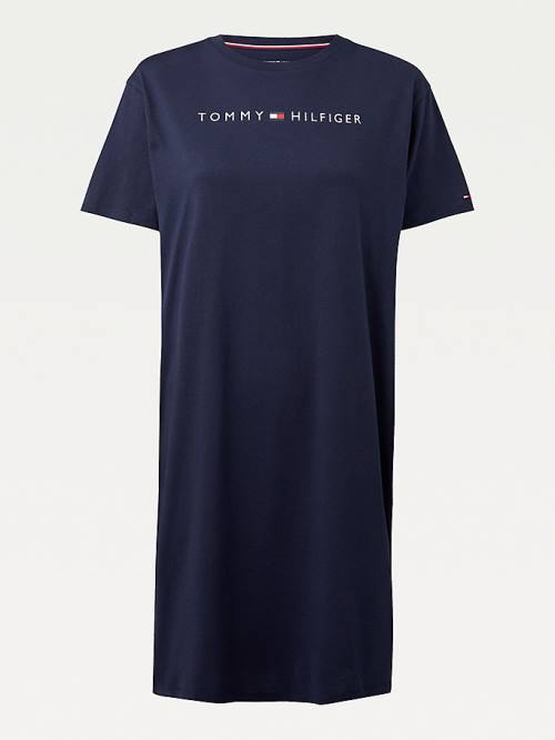 Ženske Tommy Hilfiger Original Half Sleeve Nightdress Pidžama Plava | TH491DUH