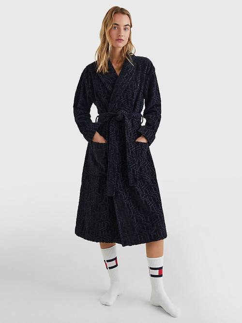 Ženske Tommy Hilfiger Original Monogram Bathrobe Pidžama Plava | TH180IGW