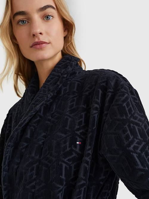 Ženske Tommy Hilfiger Original Monogram Bathrobe Pidžama Plava | TH180IGW