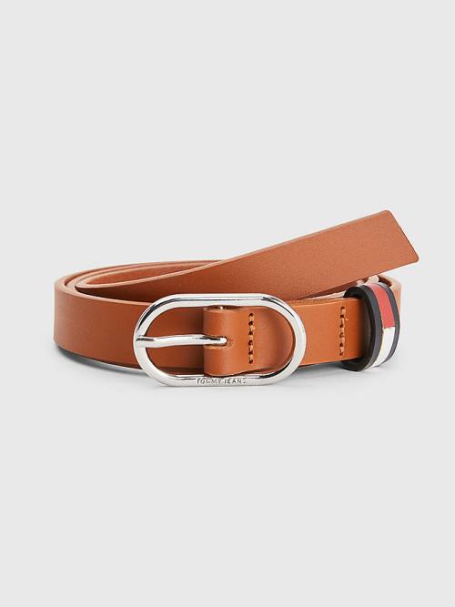 Ženske Tommy Hilfiger Oval Buckle Leather Kaiševi Braon | TH197MRW