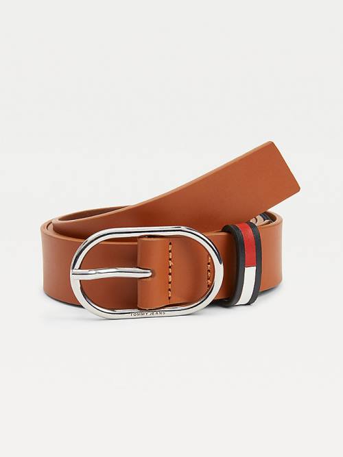 Ženske Tommy Hilfiger Oval Buckle Organic Leather Kaiševi Braon | TH897VJH