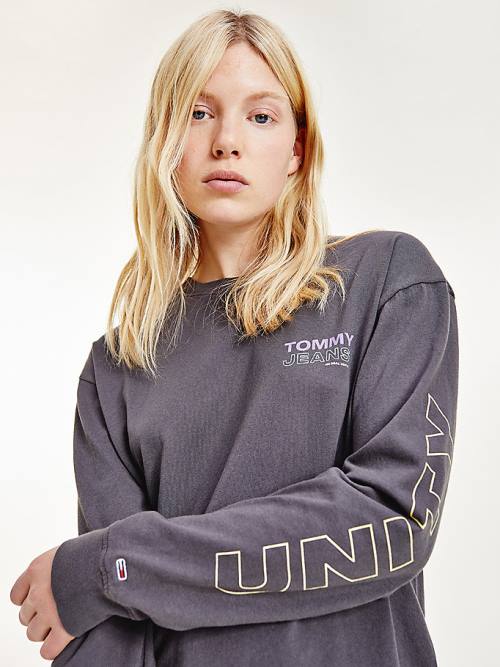 Ženske Tommy Hilfiger Oversized Fit Long Sleeve Majice Crna | TH401CRK