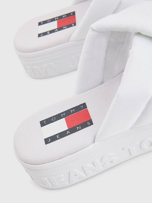 Ženske Tommy Hilfiger Padded Strap Flatform Sandale Bela | TH156CQB