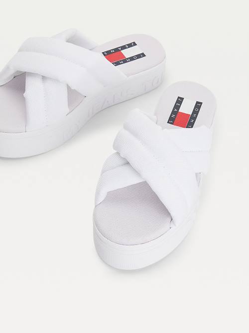 Ženske Tommy Hilfiger Padded Strap Flatform Sandale Bela | TH156CQB