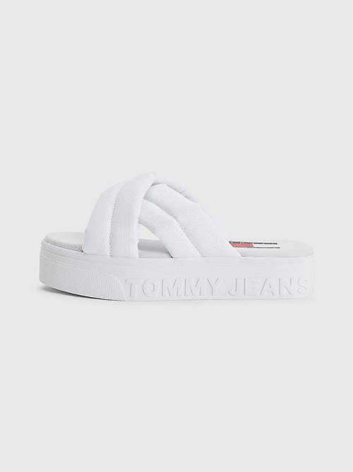 Ženske Tommy Hilfiger Padded Strap Flatform Sandale Bela | TH156CQB