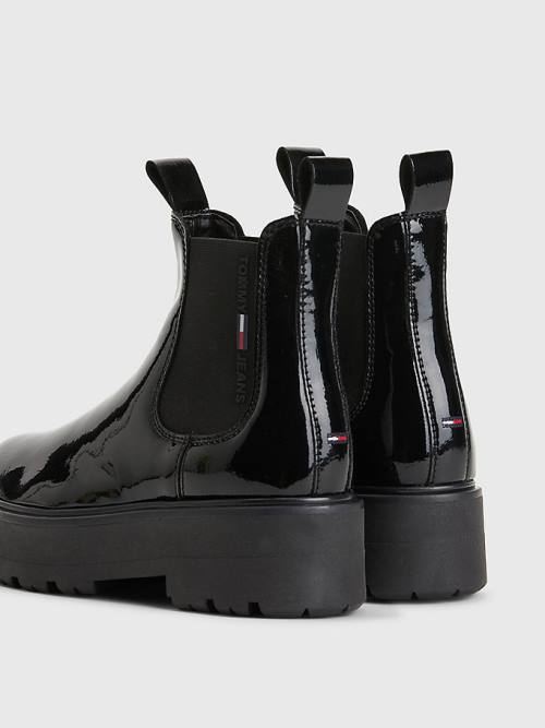 Ženske Tommy Hilfiger Patent Cleat Chelsea Čizme Crna | TH294TDL