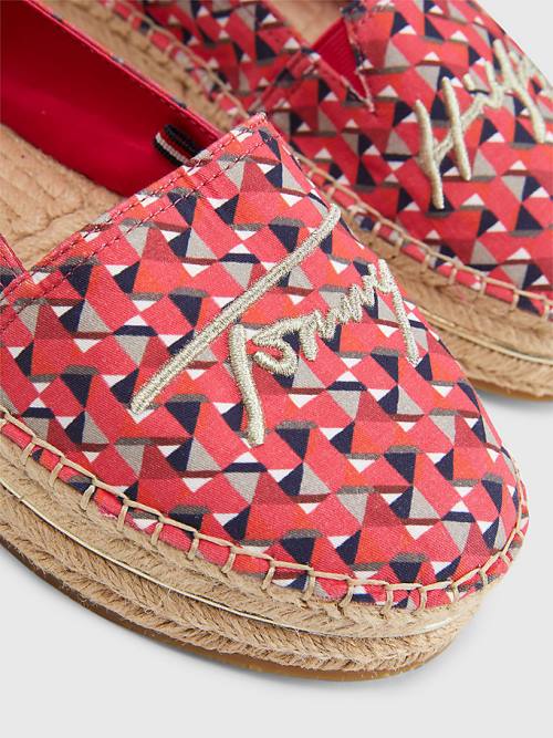 Ženske Tommy Hilfiger Printed Signature Logo Espadrilles Mokasine Roza | TH046QMP