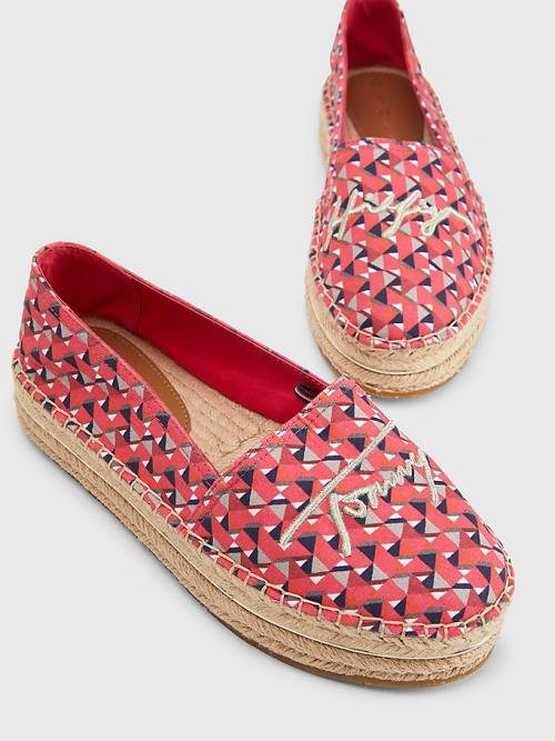 Ženske Tommy Hilfiger Printed Signature Logo Espadrilles Mokasine Roza | TH046QMP