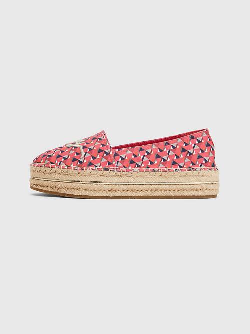 Ženske Tommy Hilfiger Printed Signature Logo Espadrilles Mokasine Roza | TH046QMP