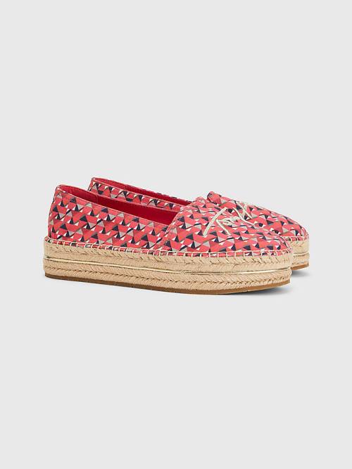 Ženske Tommy Hilfiger Printed Signature Logo Espadrilles Mokasine Roza | TH046QMP