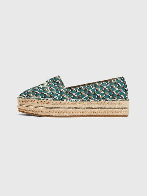 Ženske Tommy Hilfiger Printed Signature Logo Espadrilles Mokasine Zeleno | TH293IDW