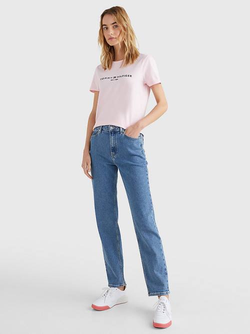 Ženske Tommy Hilfiger Pure Organic Cotton Logo Majice Roza | TH520DOI