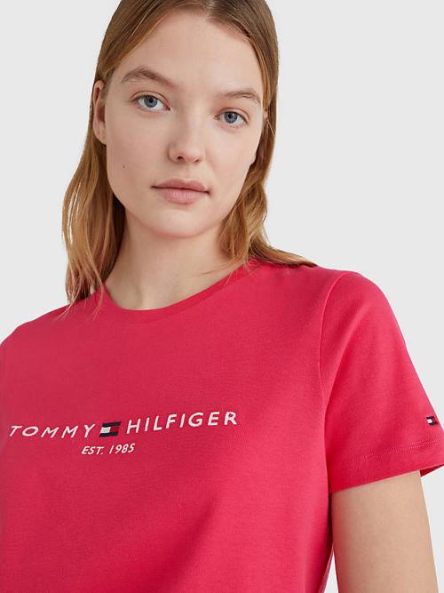 Ženske Tommy Hilfiger Pure Organic Cotton Logo Majice Roza | TH620XTJ