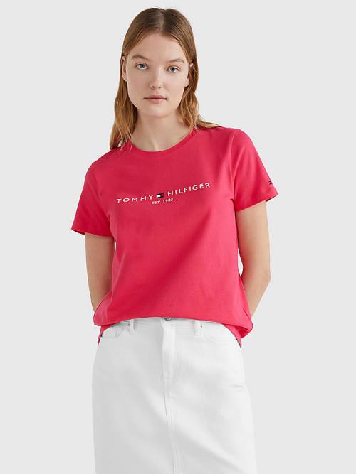 Ženske Tommy Hilfiger Pure Organic Cotton Logo Majice Roza | TH620XTJ