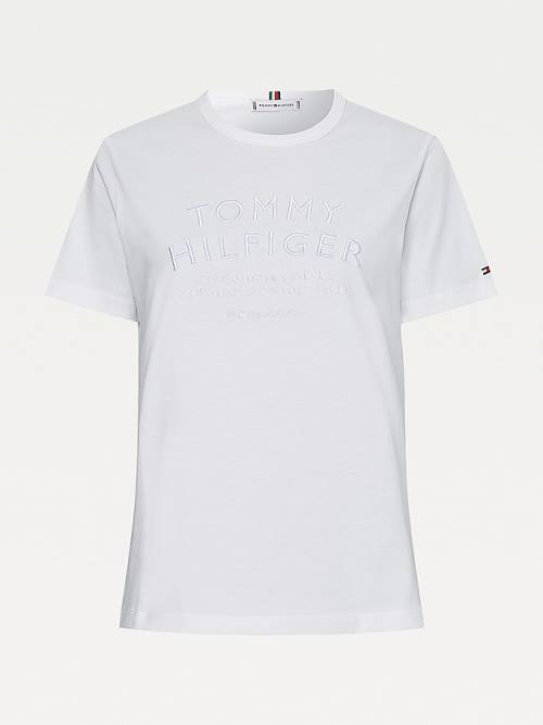 Ženske Tommy Hilfiger Pure Organic Cotton Embroidery Majice Bela | TH794ASG