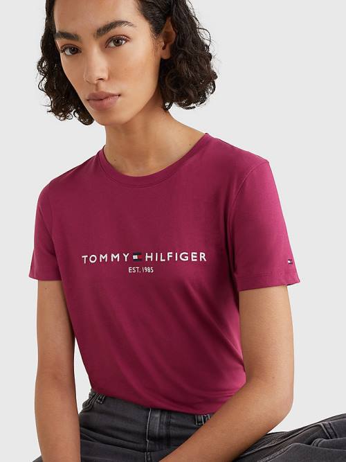 Ženske Tommy Hilfiger Pure Organic Cotton Logo Majice Crveni | TH950NXQ