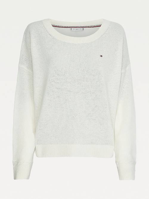 Ženske Tommy Hilfiger Pure Wool Round Neck Jumper Džemper Bela | TH872PWJ