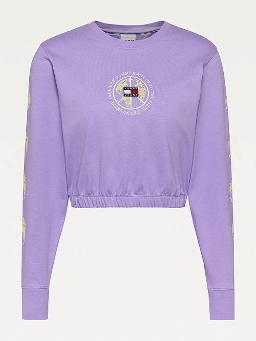 Ženske Tommy Hilfiger Recycled Cropped Fit Long Sleeve Majice Ljubičasta | TH107RBQ