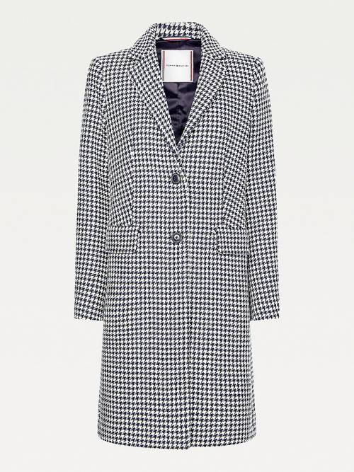 Ženske Tommy Hilfiger Recycled Wool Blend Houndstooth Kaputi Plava | TH820PSU