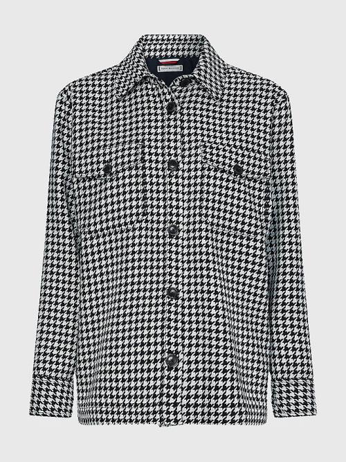 Ženske Tommy Hilfiger Recycled Wool Flannel Houndstooth Shacket Jakna Plava | TH125WFB